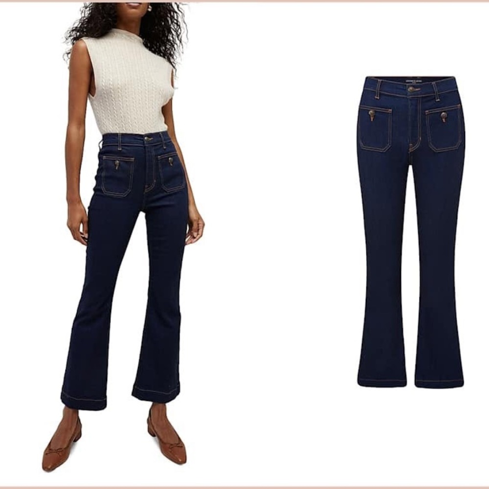 Veronica Beard Carson Flared Patch Pocket Jeans in Oxford - size 27